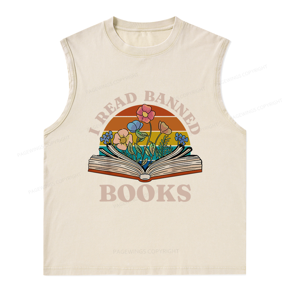 Pagewings I Read Banned Books Unisex Washed Tank Top