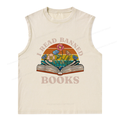 Pagewings I Read Banned Books Unisex Washed Tank Top