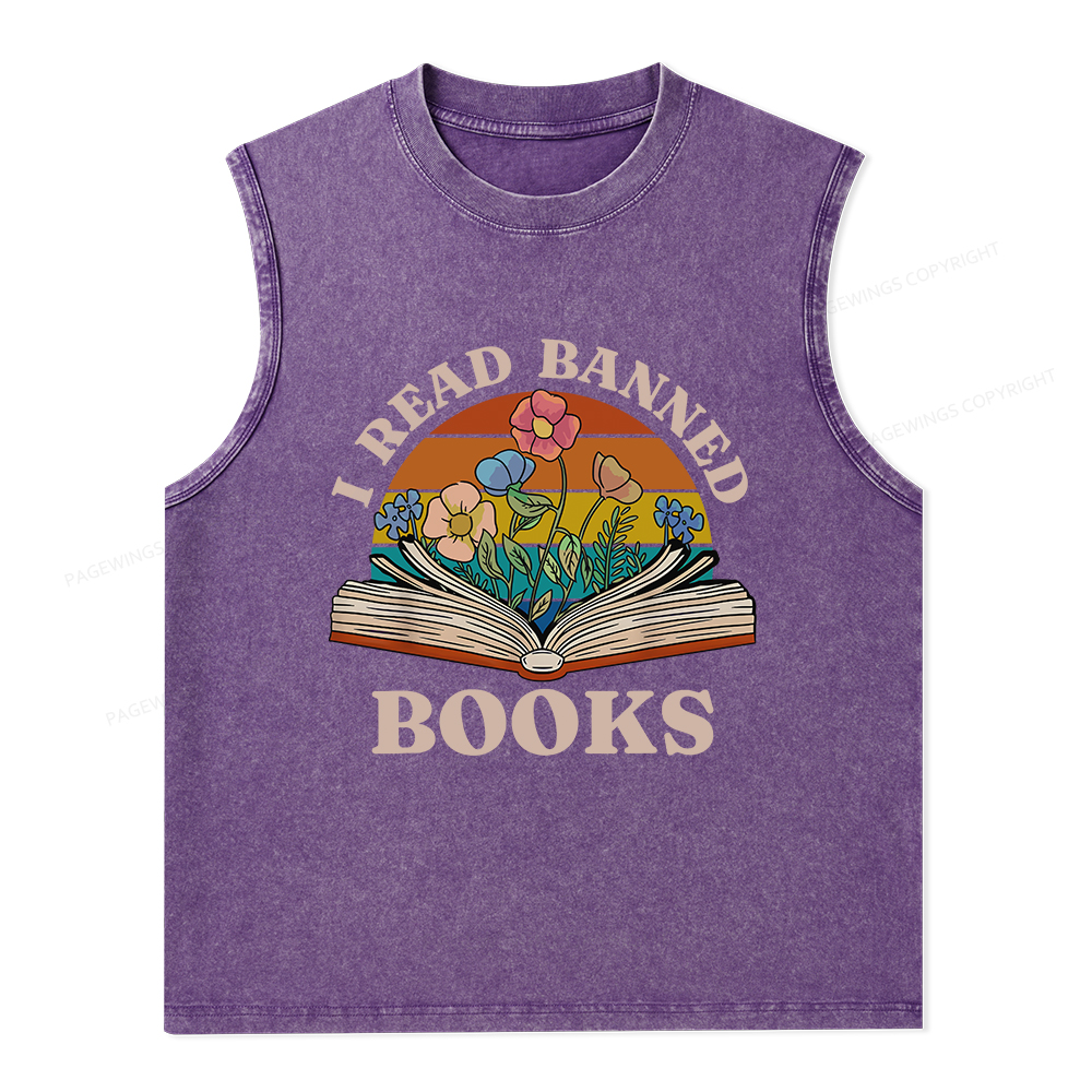 Pagewings I Read Banned Books Unisex Washed Tank Top