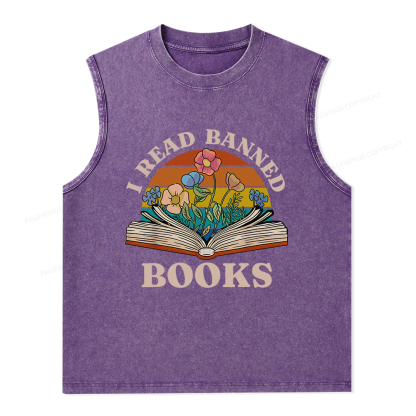 Pagewings I Read Banned Books Unisex Washed Tank Top