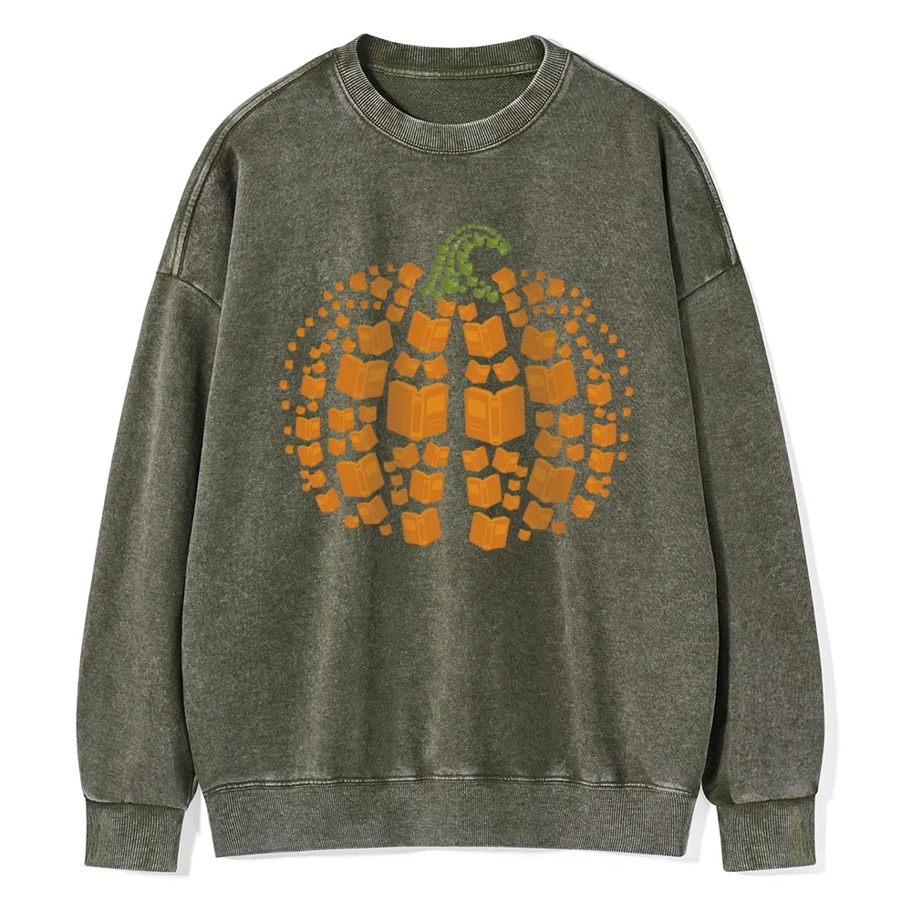 Pagewings  Thanksgiving Book Pumpkin Unisex Washed Sweatshirt