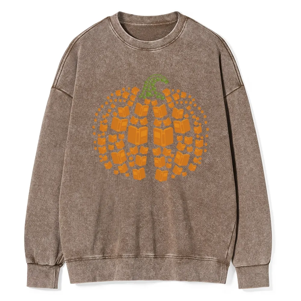 Pagewings  Thanksgiving Book Pumpkin Unisex Washed Sweatshirt