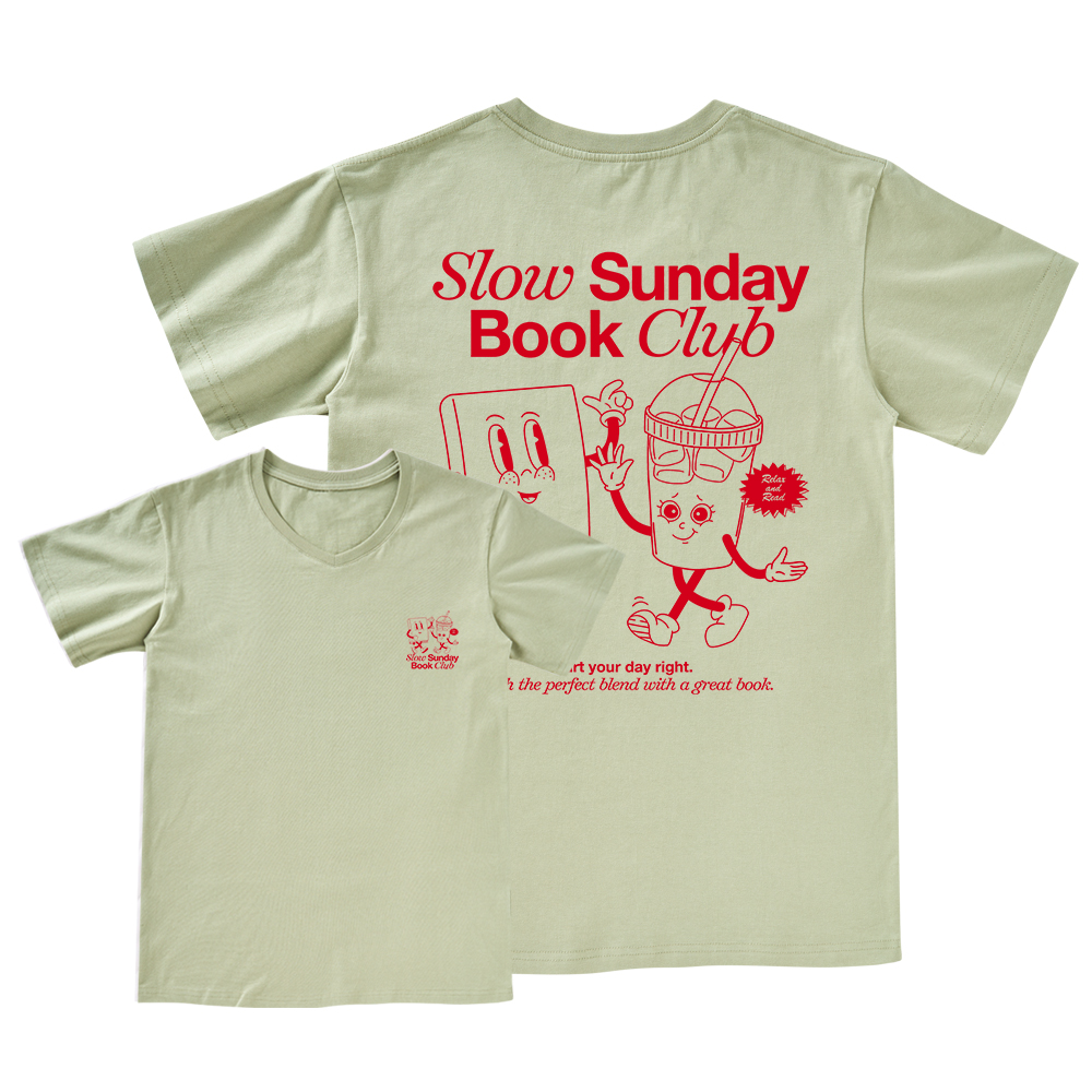 Pagewings Slow Sunday Book Club V-neck T-shirt