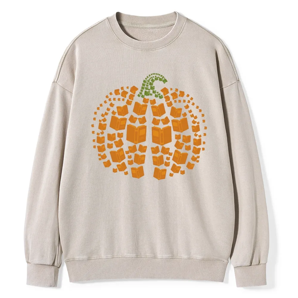 Pagewings  Thanksgiving Book Pumpkin Unisex Washed Sweatshirt