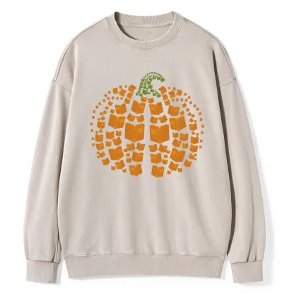 Pagewings  Thanksgiving Book Pumpkin Unisex Washed Sweatshirt