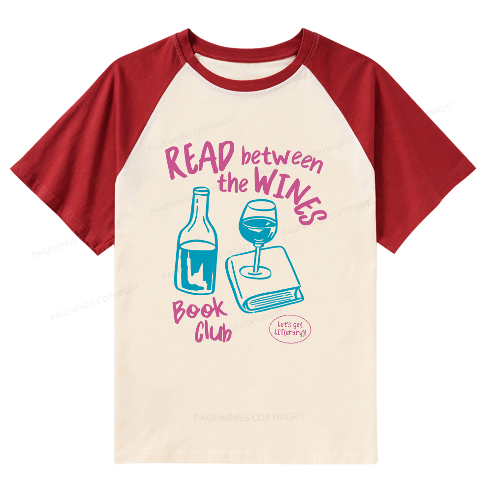 Pagewings Wine Lover Book Club Raglan T-shirt