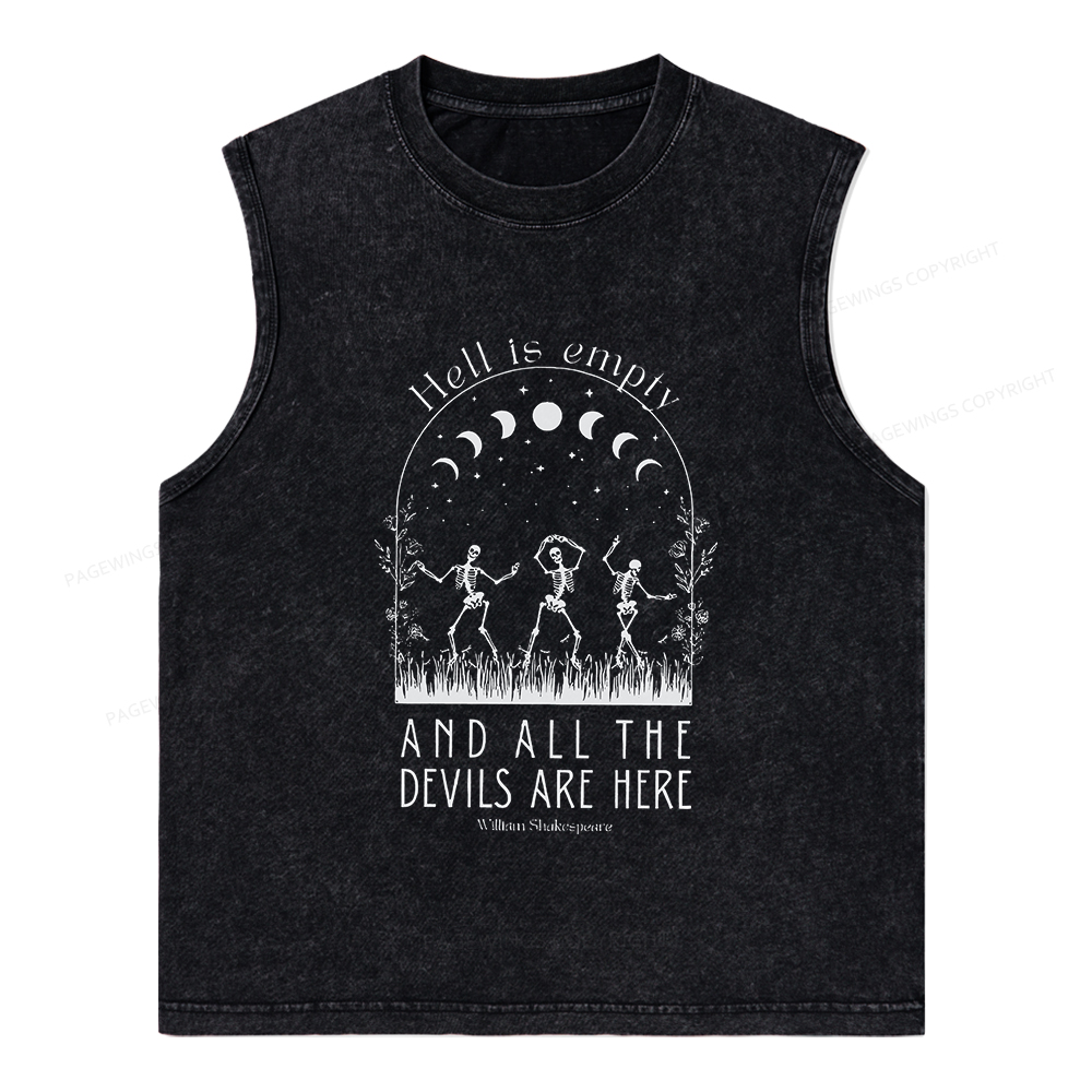 Pagewings Hell is Empty and all the Devils are Here Unisex Washed Tank Top