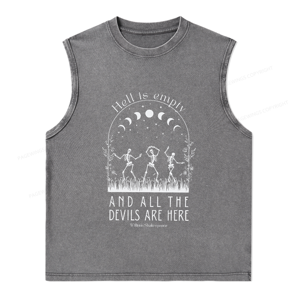 Pagewings Hell is Empty and all the Devils are Here Unisex Washed Tank Top