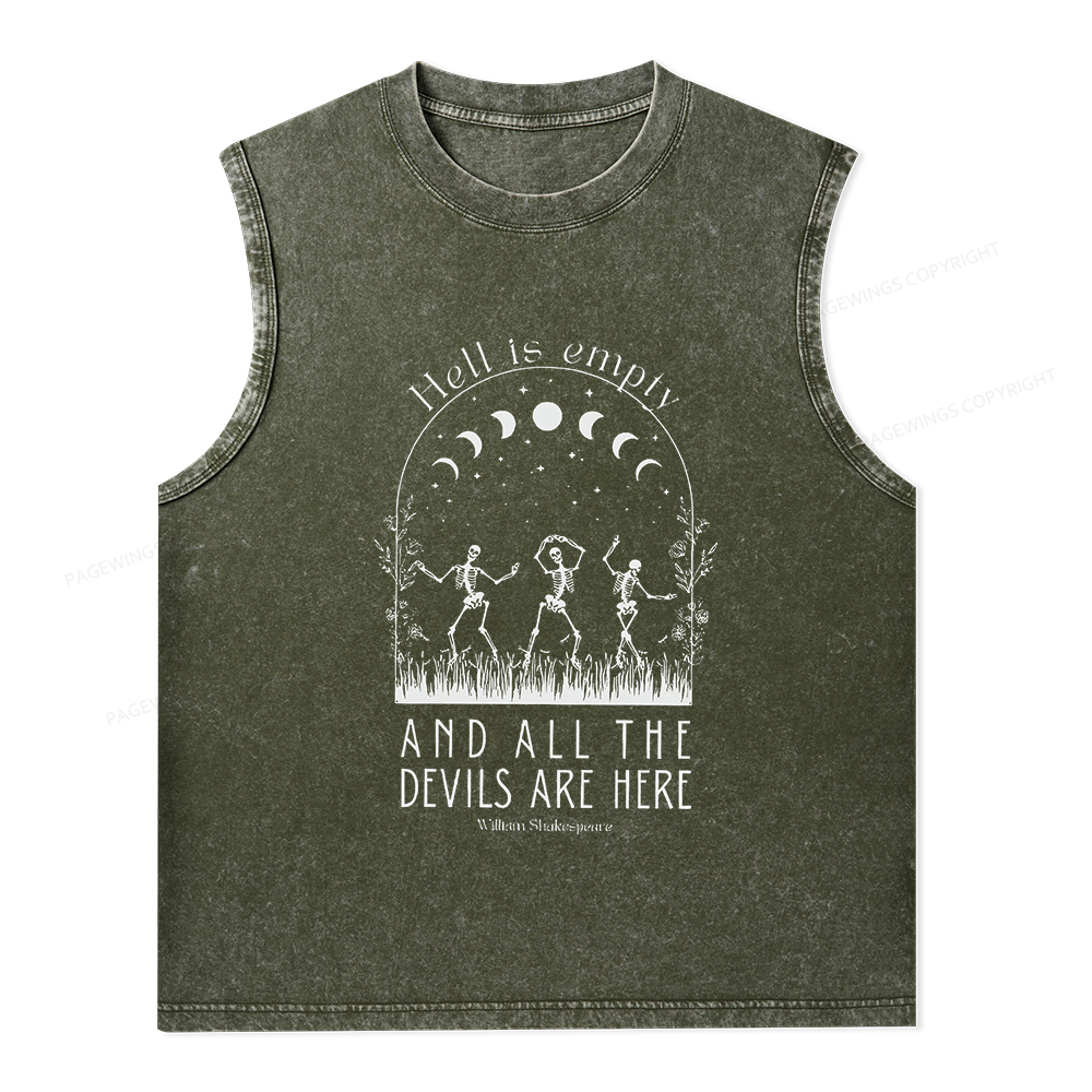 Pagewings Hell is Empty and all the Devils are Here Unisex Washed Tank Top