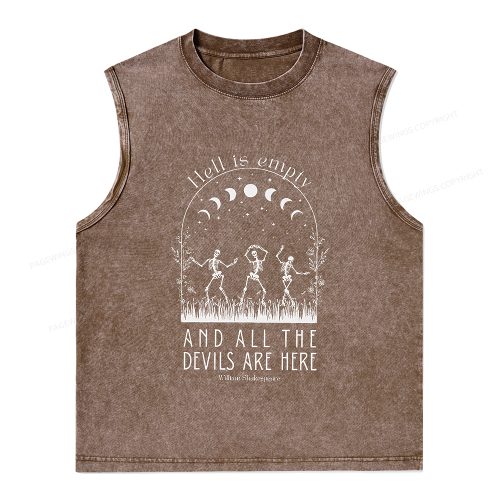 Pagewings Hell is Empty and all the Devils are Here Unisex Washed Tank Top