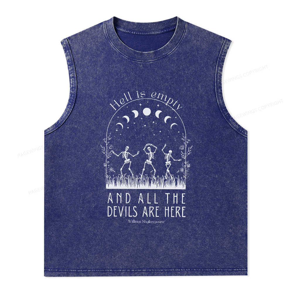 Pagewings Hell is Empty and all the Devils are Here Unisex Washed Tank Top