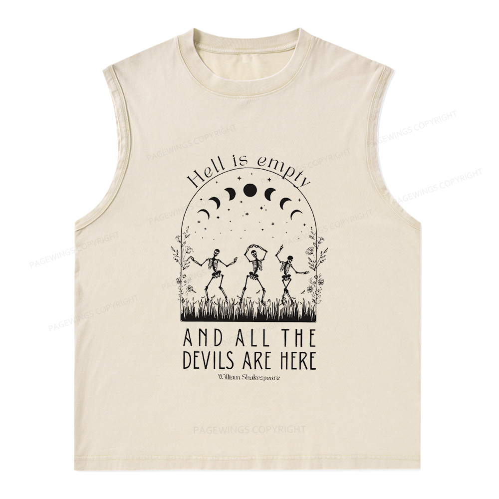 Pagewings Hell is Empty and all the Devils are Here Unisex Washed Tank Top