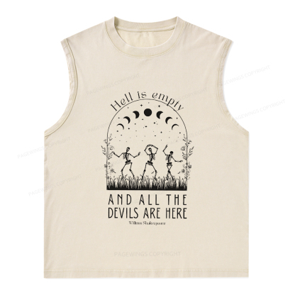 Pagewings Hell is Empty and all the Devils are Here Unisex Washed Tank Top