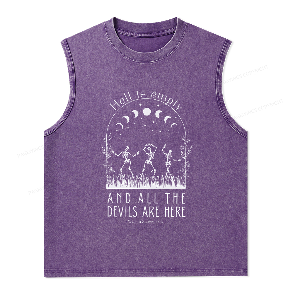 Pagewings Hell is Empty and all the Devils are Here Unisex Washed Tank Top
