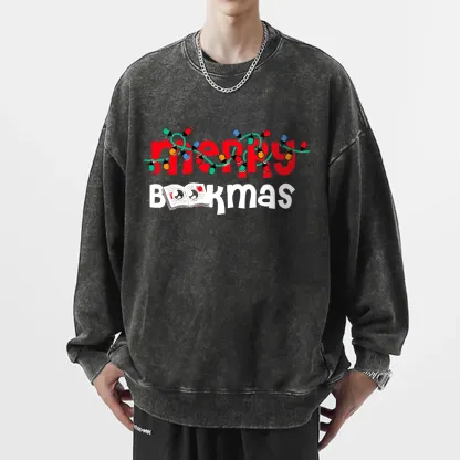 Pagewings Christmas Book Unisex Washed Sweatshirt