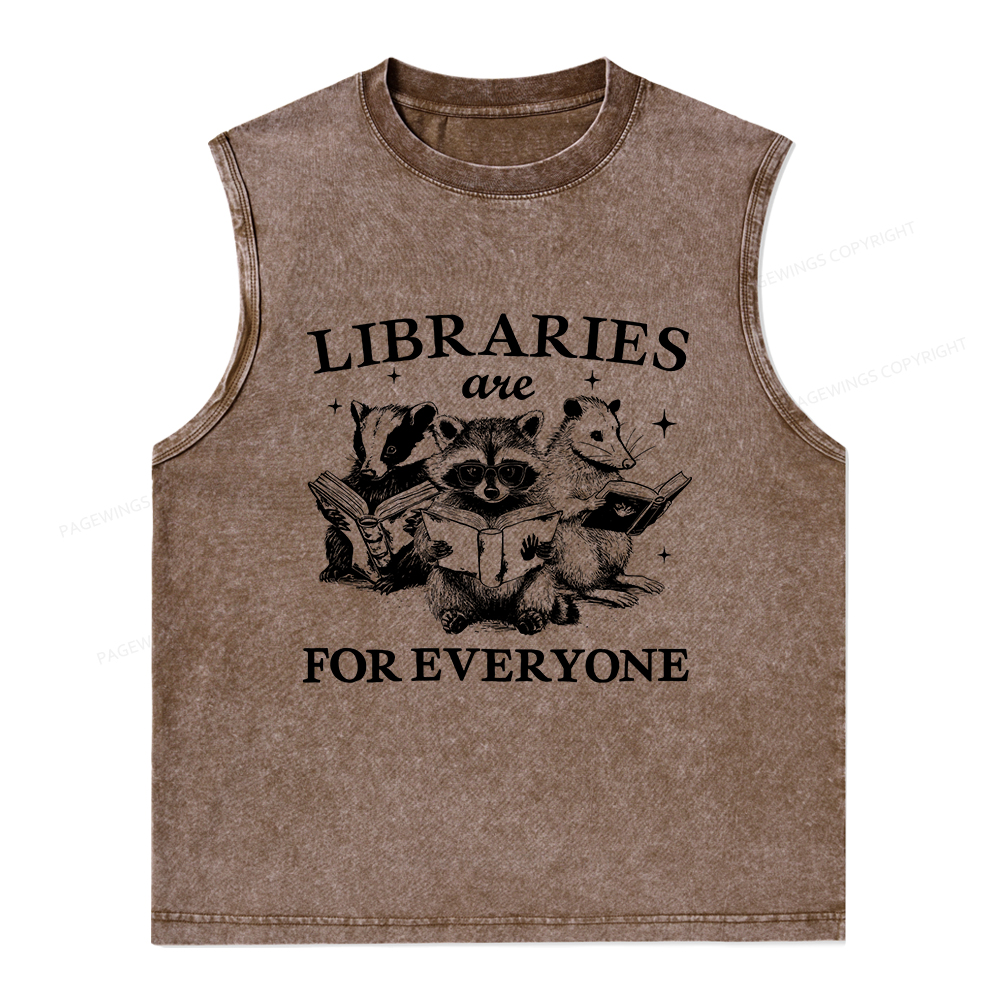 Pagewings Libraries Are For Everyone Unisex Washed Tank Top