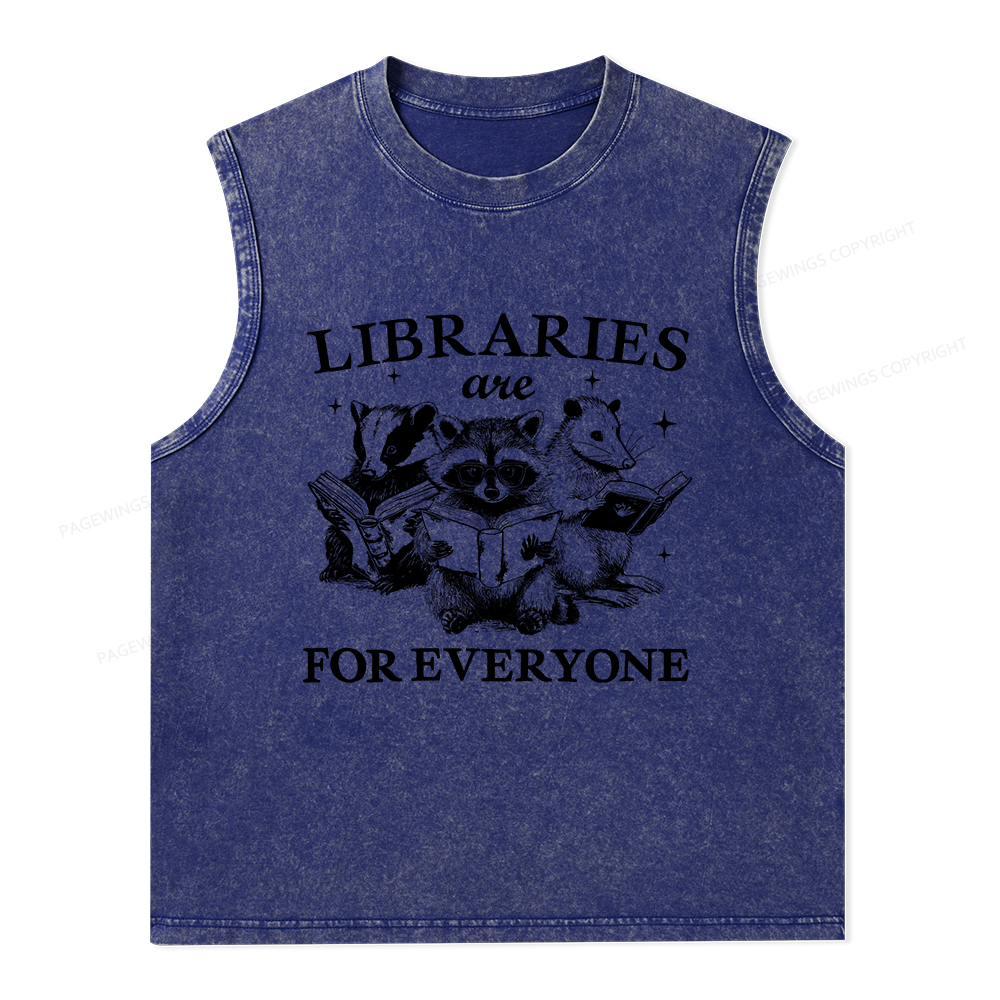 Pagewings Libraries Are For Everyone Unisex Washed Tank Top