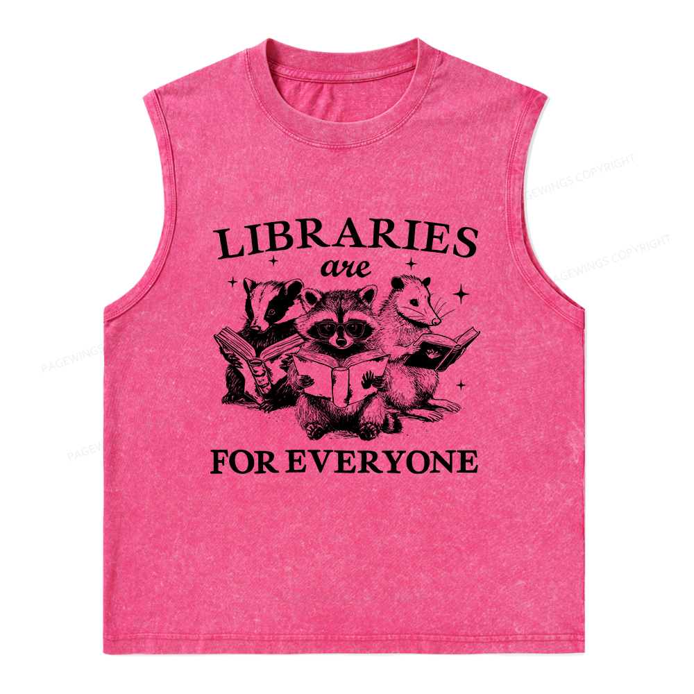 Pagewings Libraries Are For Everyone Unisex Washed Tank Top