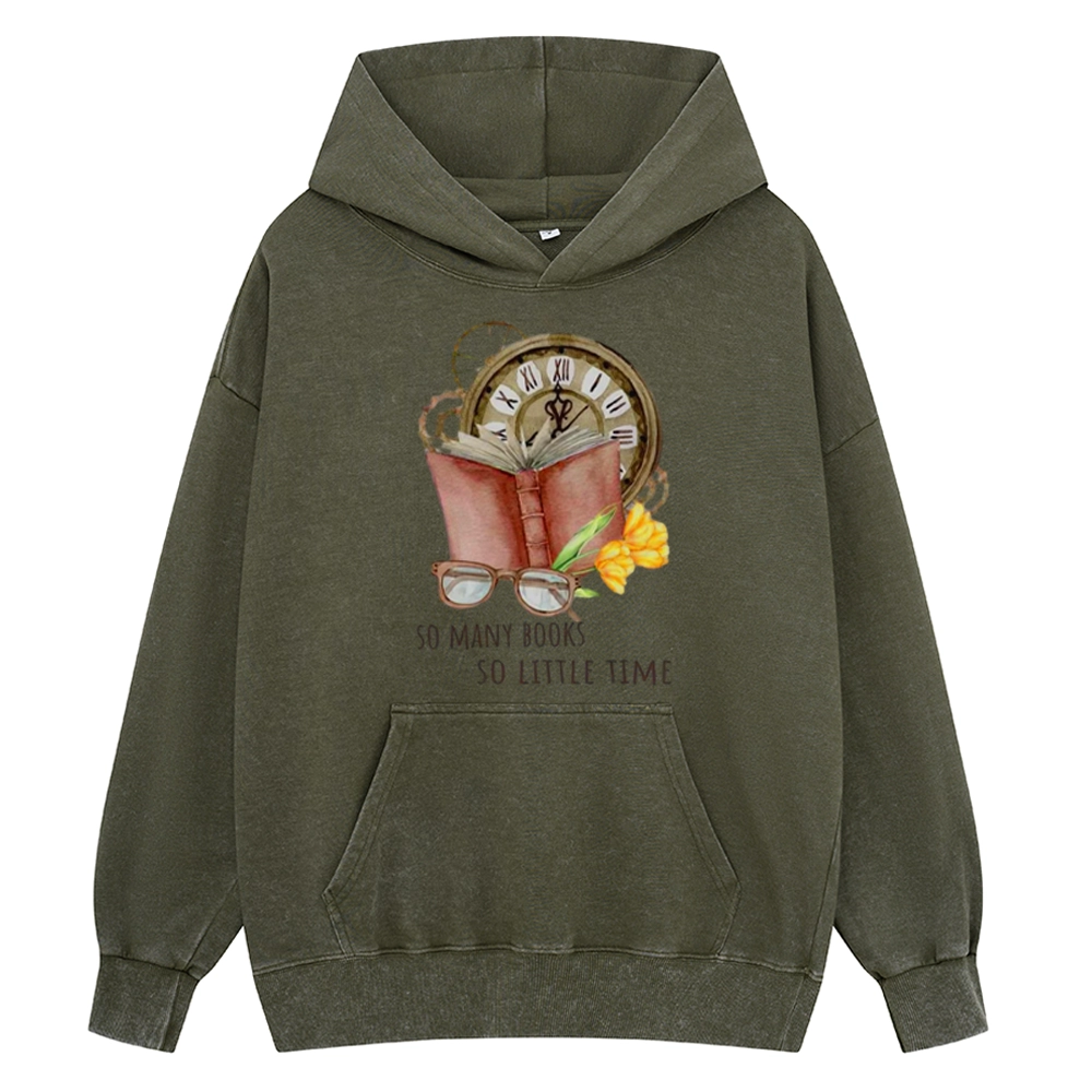 Pagewings So Many Books So Little Time Unisex Washed Hoodie