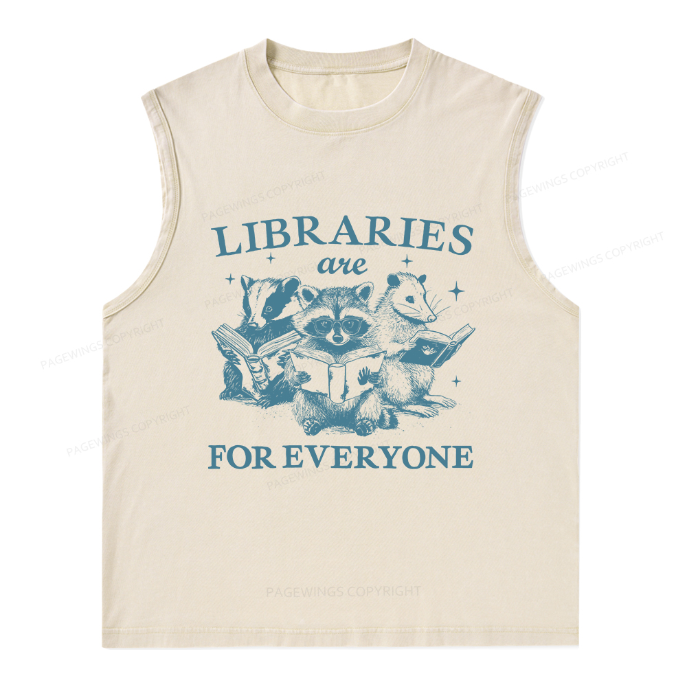 Pagewings Libraries Are For Everyone Unisex Washed Tank Top