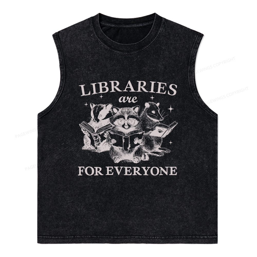 Pagewings Libraries Are For Everyone Unisex Washed Tank Top