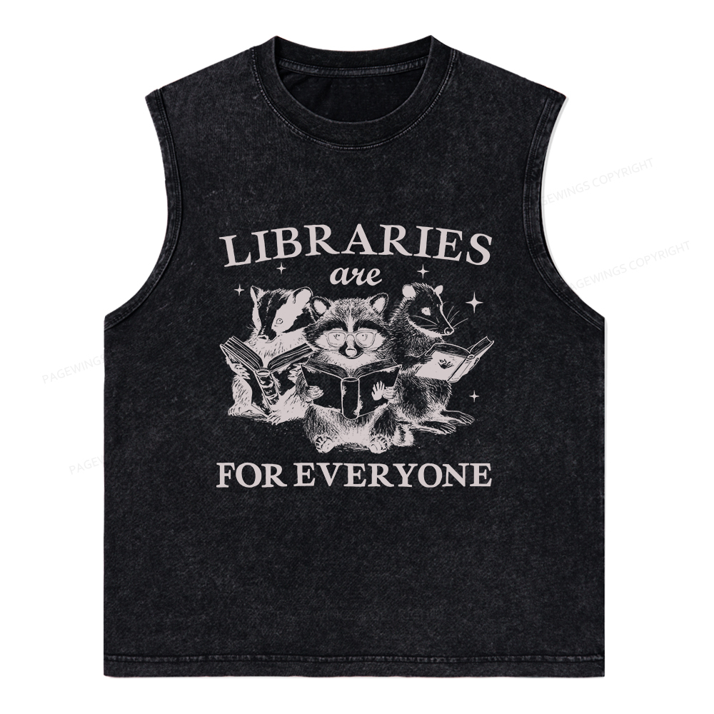 Pagewings Libraries Are For Everyone Unisex Washed Tank Top