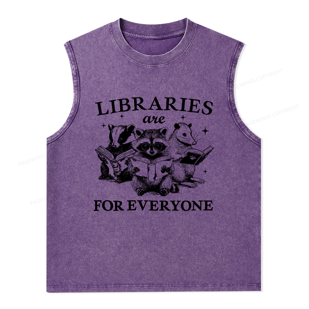 Pagewings Libraries Are For Everyone Unisex Washed Tank Top