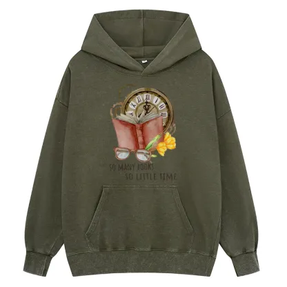Pagewings So Many Books So Little Time Unisex Washed Hoodie