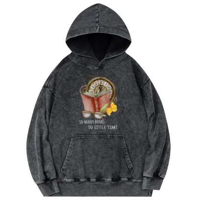 Pagewings So Many Books So Little Time Unisex Washed Hoodie