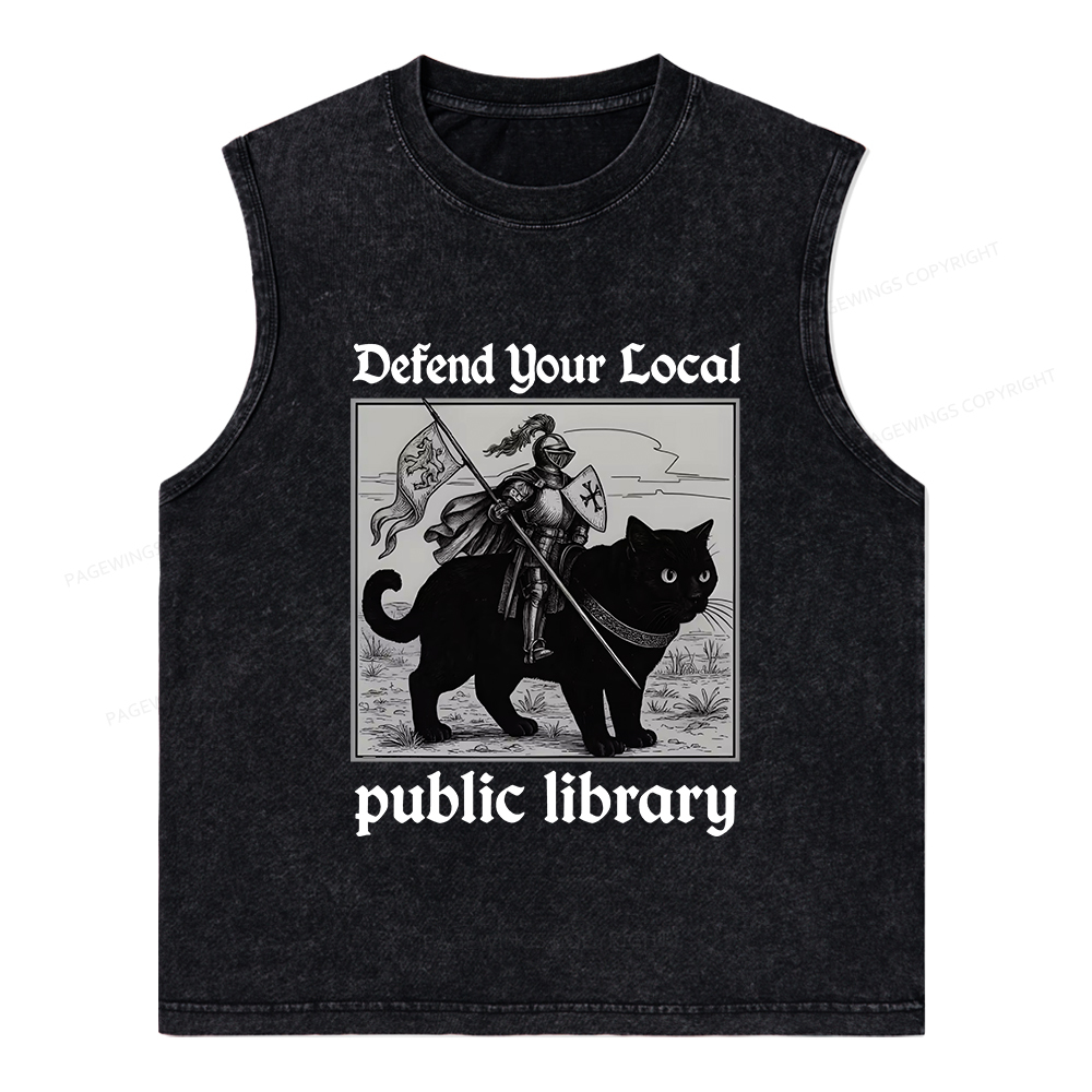 Pagewings Defend Your Local public library Unisex Washed Tank Top