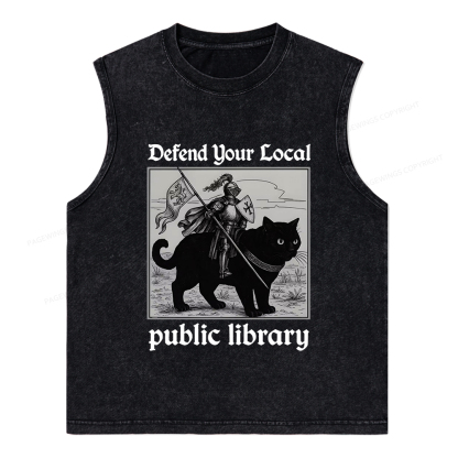 Pagewings Defend Your Local public library Unisex Washed Tank Top