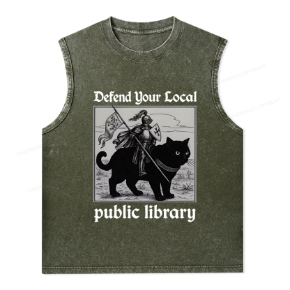 Pagewings Defend Your Local public library Unisex Washed Tank Top