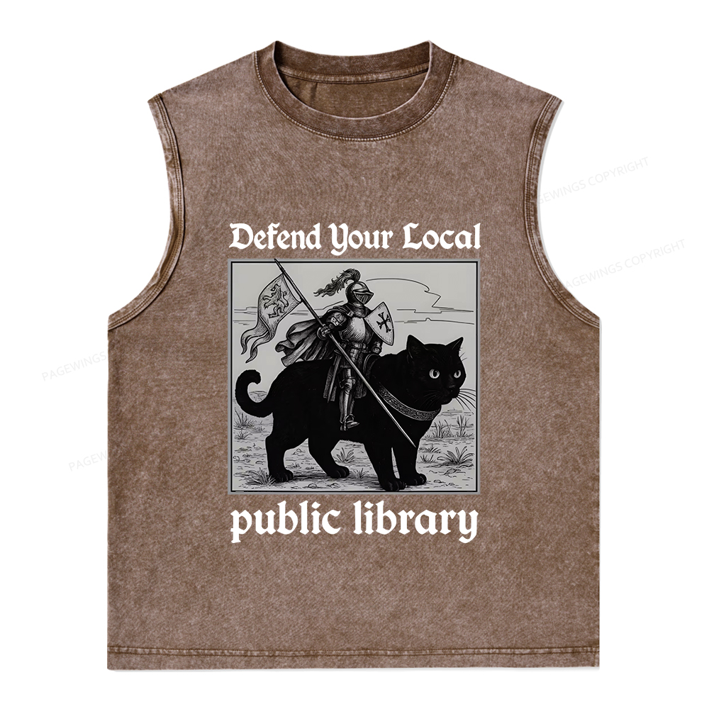 Pagewings Defend Your Local public library Unisex Washed Tank Top