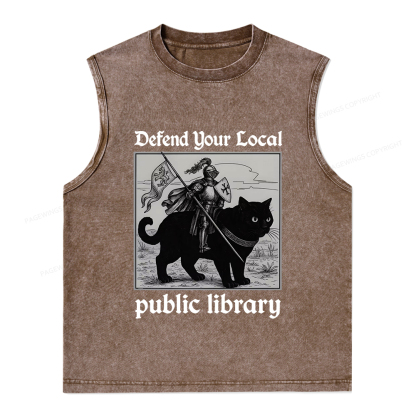 Pagewings Defend Your Local public library Unisex Washed Tank Top
