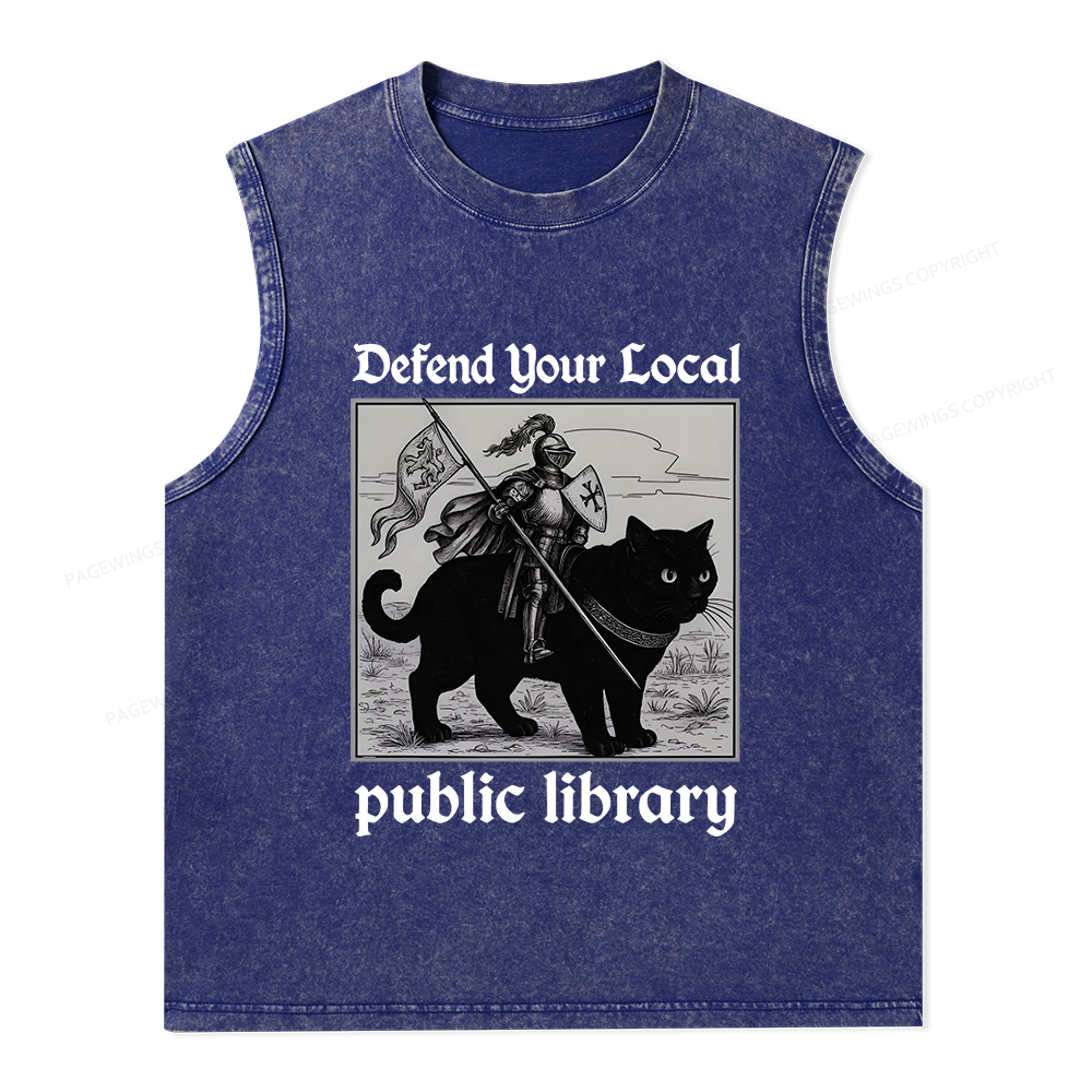 Pagewings Defend Your Local public library Unisex Washed Tank Top