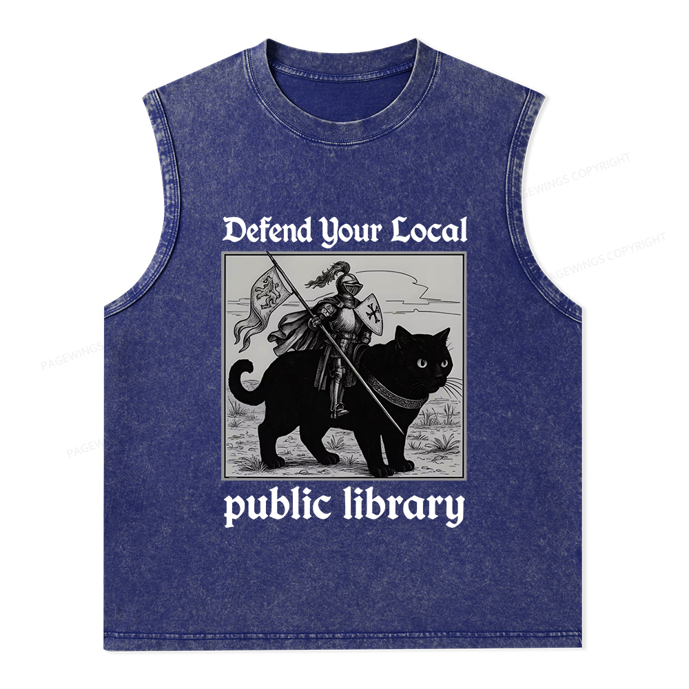 Pagewings Defend Your Local public library Unisex Washed Tank Top