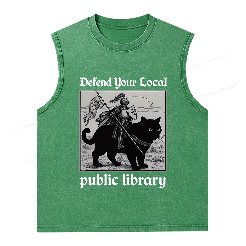 Pagewings Defend Your Local public library Unisex Washed Tank Top
