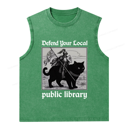 Pagewings Defend Your Local public library Unisex Washed Tank Top