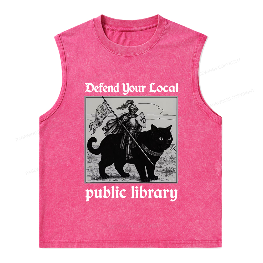 Pagewings Defend Your Local public library Unisex Washed Tank Top