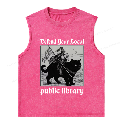 Pagewings Defend Your Local public library Unisex Washed Tank Top