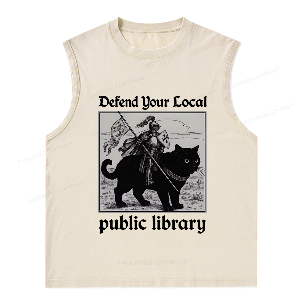 Pagewings Defend Your Local public library Unisex Washed Tank Top