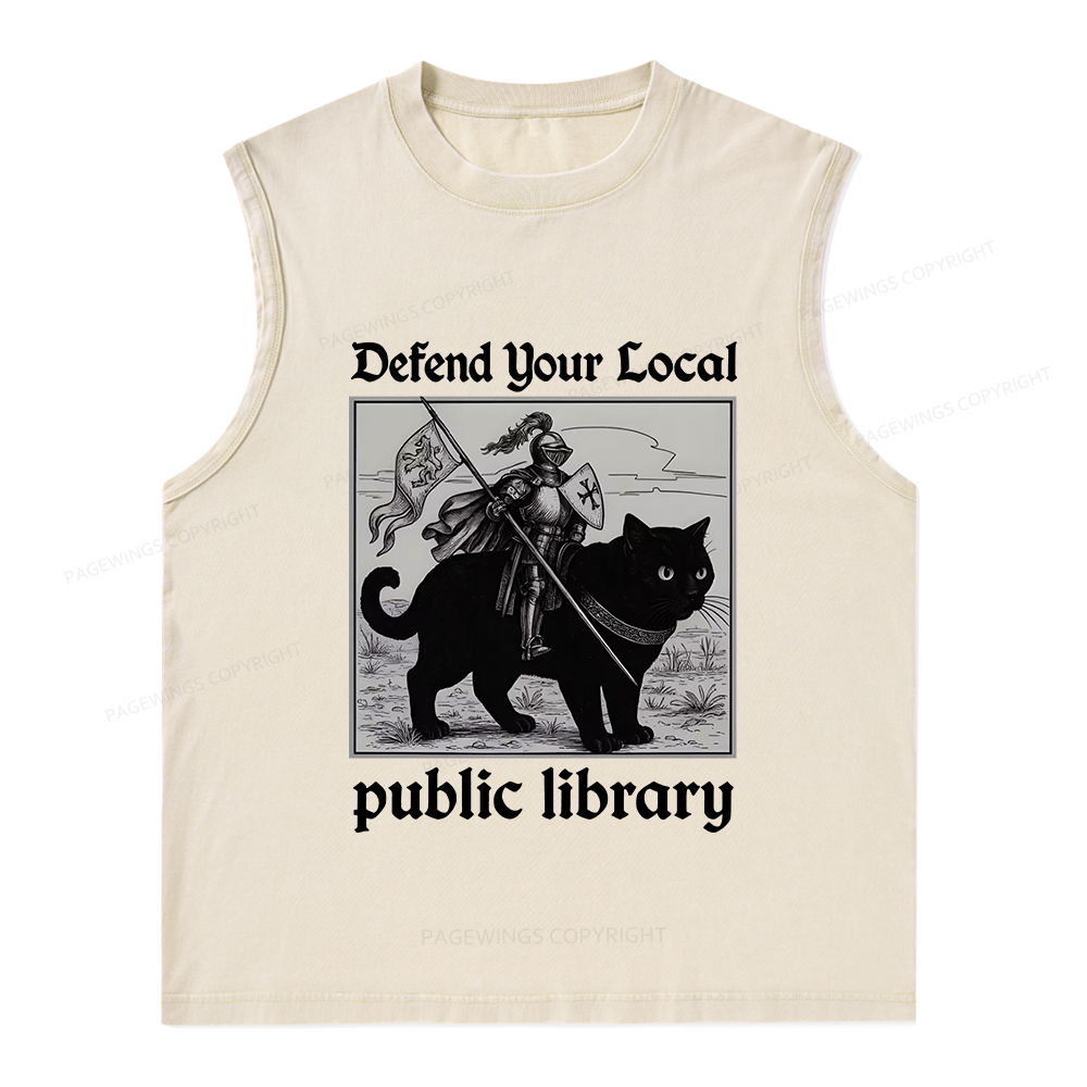 Pagewings Defend Your Local public library Unisex Washed Tank Top