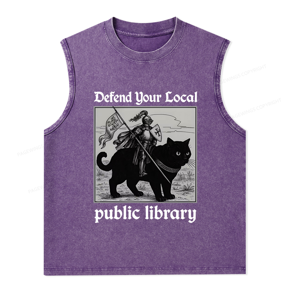 Pagewings Defend Your Local public library Unisex Washed Tank Top