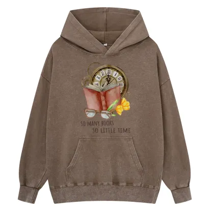 Pagewings So Many Books So Little Time Unisex Washed Hoodie