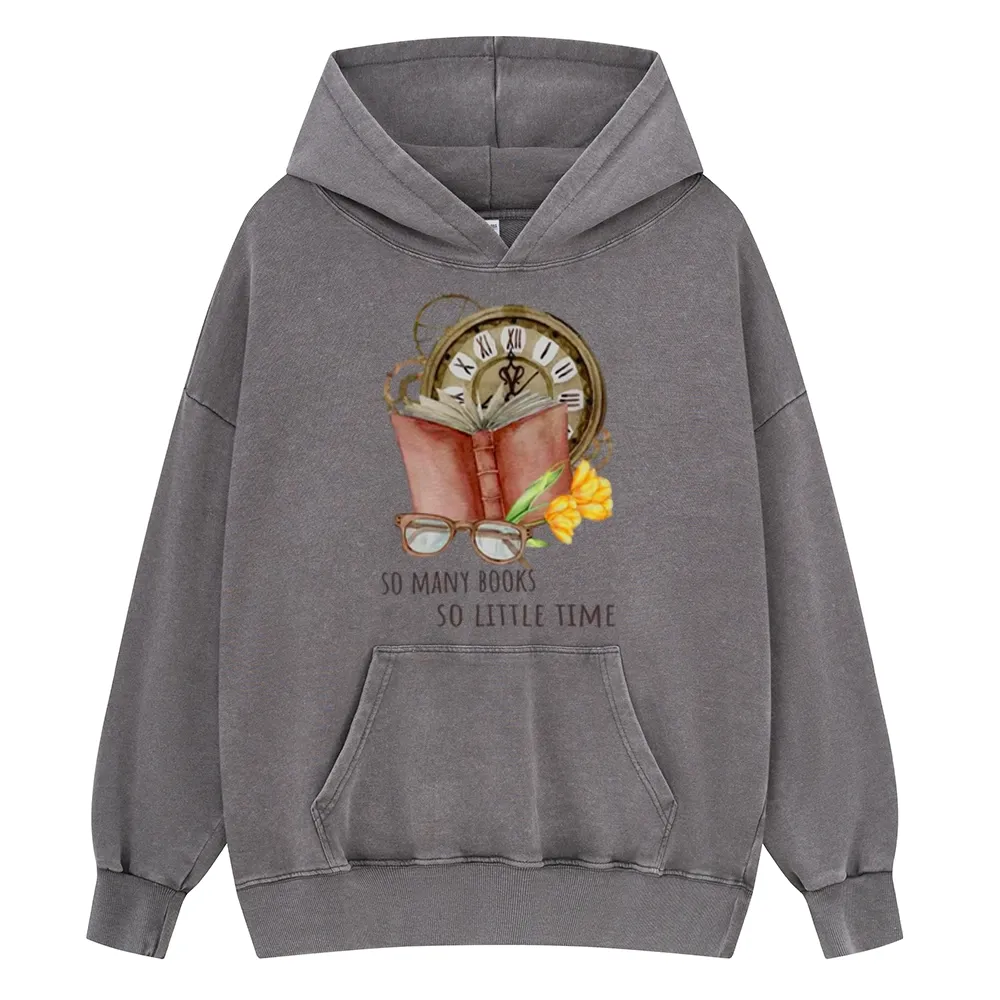 Pagewings So Many Books So Little Time Unisex Washed Hoodie