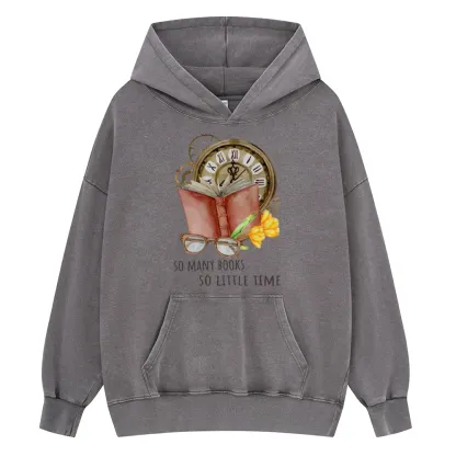 Pagewings So Many Books So Little Time Unisex Washed Hoodie