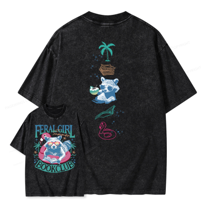 Pagewings Feral Girl Summer Book Club Unisex Washed T-shirt
