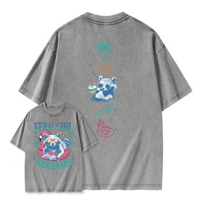 Pagewings Feral Girl Summer Book Club Unisex Washed T-shirt