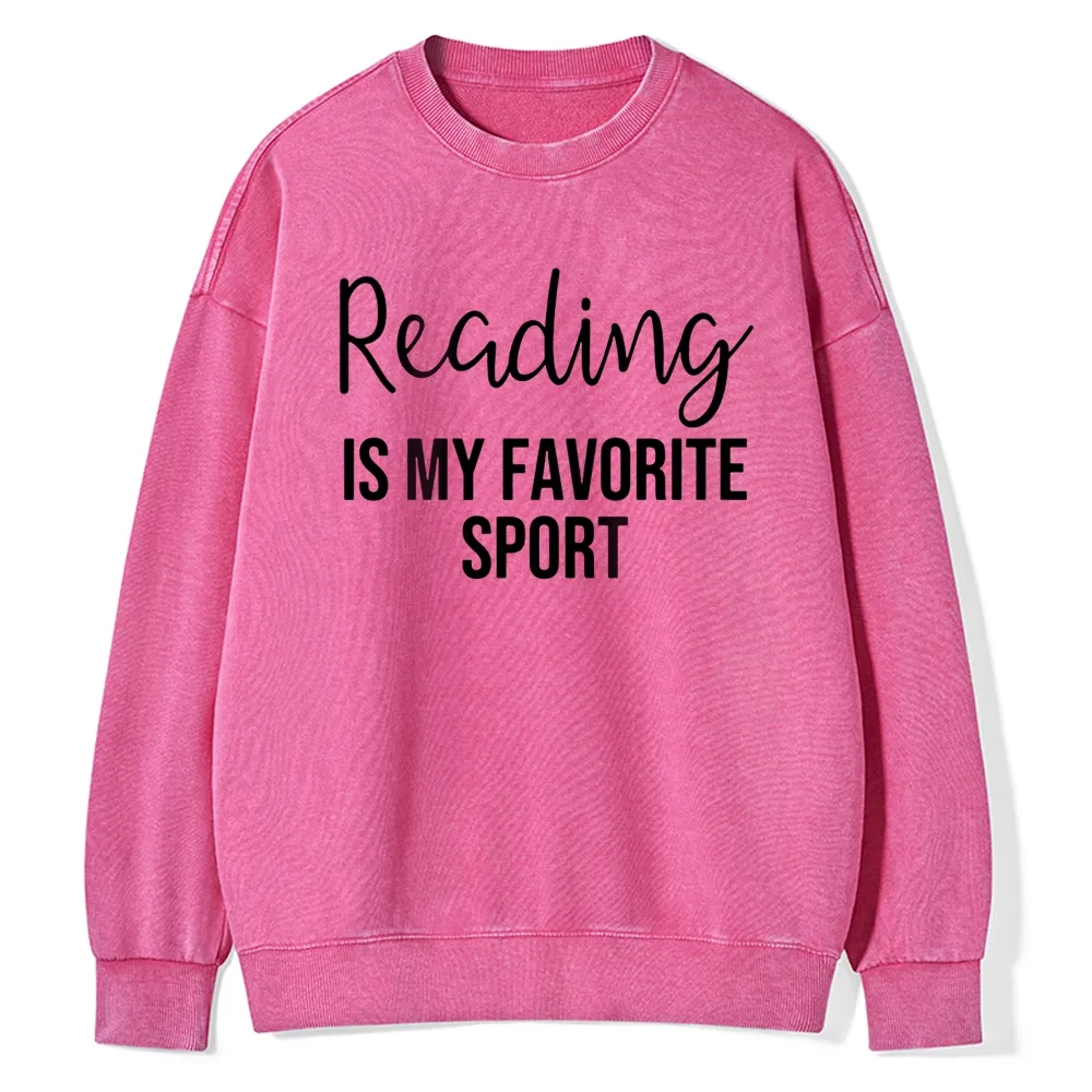 Pagewings Reading is My Favourite Sport Unisex Washed Sweatshirt