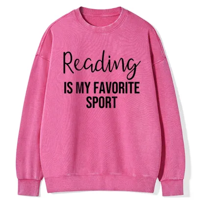 Pagewings Reading is My Favourite Sport Unisex Washed Sweatshirt